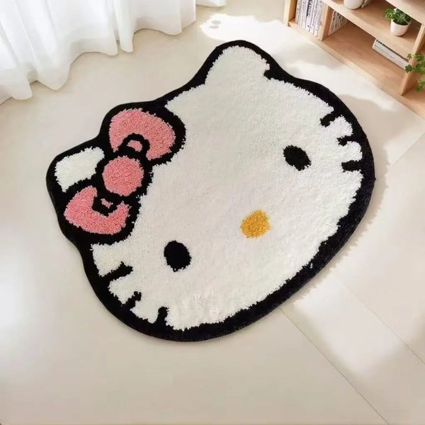 Hello Kitty Cartoon Faux Cashmere Bathroom Rug Non-Slip Absorbent Quick-Dry Bath Mat for Toilet Shower Entrance