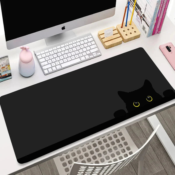 Kawaii Svart Kattunge Musmatta – Stor XXL Non-Slip för Gaming & Skrivbord