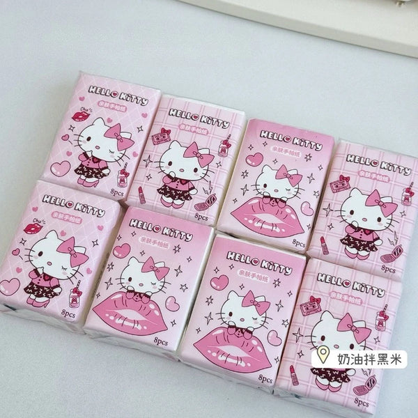 9PCS Sanrio Hello Kitty Portable Student Tissues Small Packet Portable Napkins Facial Tissues