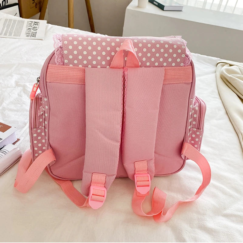 Pink Embroidery Strawberry Children's Schoolbag