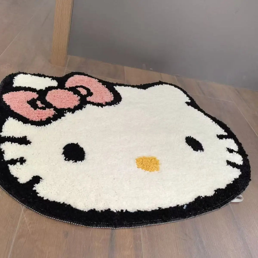 Hello Kitty Cartoon Faux Cashmere Bathroom Rug Non-Slip Absorbent Quick-Dry Bath Mat for Toilet Shower Entrance