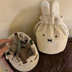 Miffy Corduroy Bundle Portable Large Capacity Storage Bag Makeup Bag Drawstring Handbag