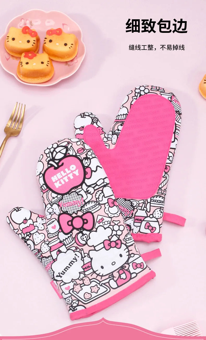 Hello Kitty & Cinnamoroll Ugnsvantar – Sanrio Kawaii Värmetåliga Baktillbehör 2-pack