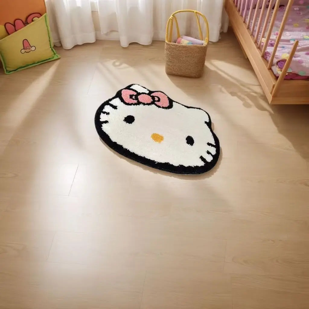 Hello Kitty Cartoon Faux Cashmere Bathroom Rug Non-Slip Absorbent Quick-Dry Bath Mat for Toilet Shower Entrance