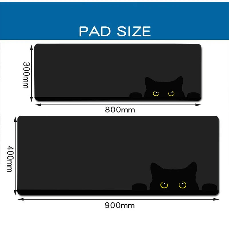Kawaii Svart Kattunge Musmatta – Stor XXL Non-Slip för Gaming & Skrivbord