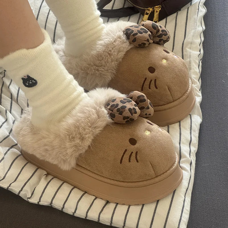 Women's Autumn Winter Warm Hello Kitty Slippers