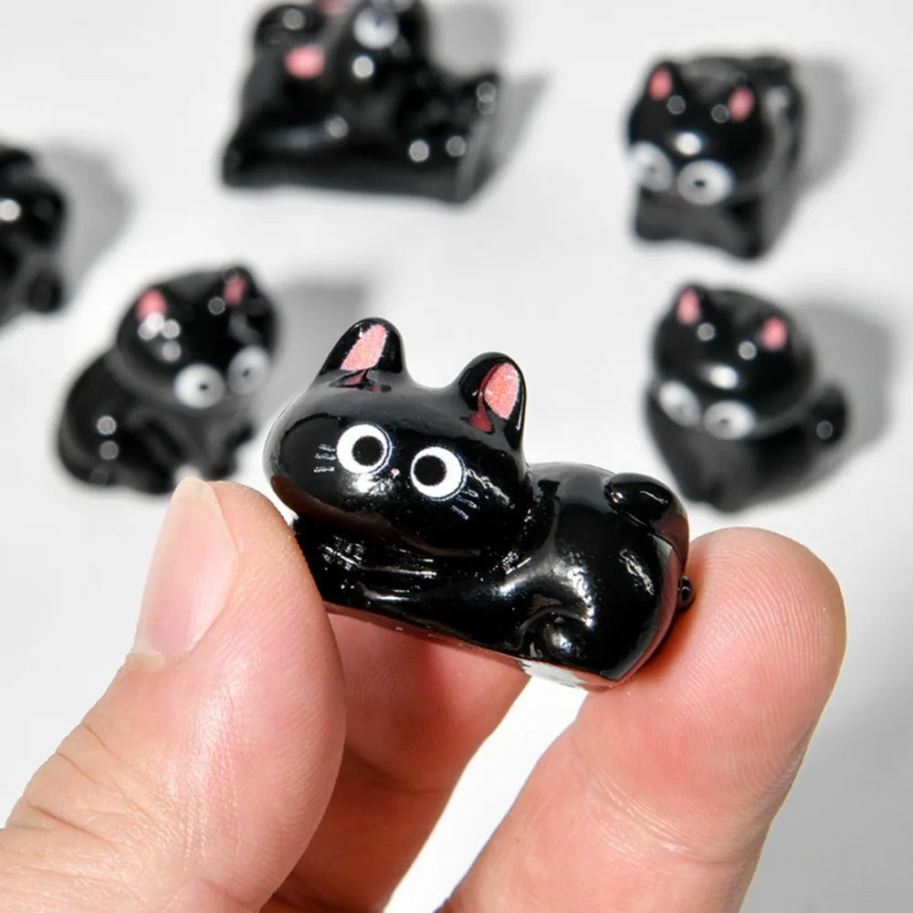 Black Cats Figurine Miniature Micro Landscape Resin Ornaments for Home Decorations