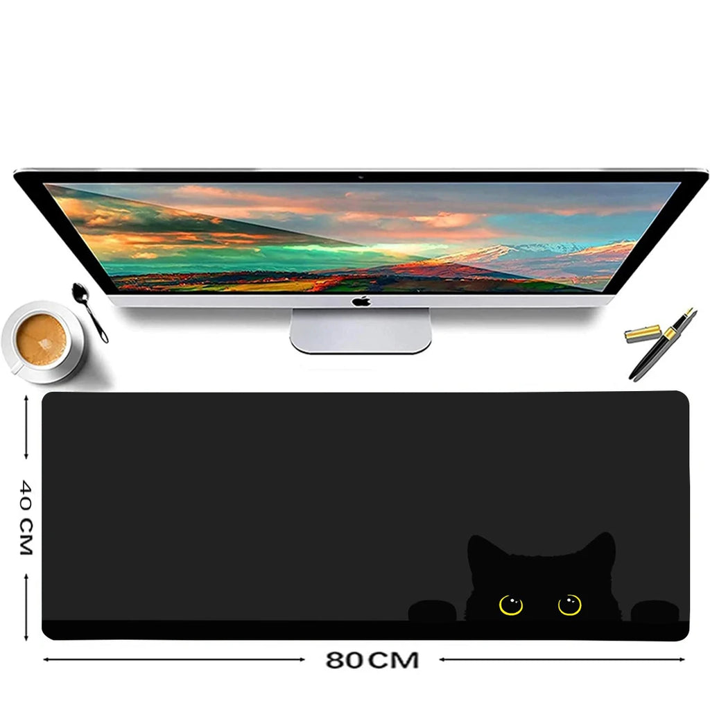 Kawaii Svart Kattunge Musmatta – Stor XXL Non-Slip för Gaming & Skrivbord