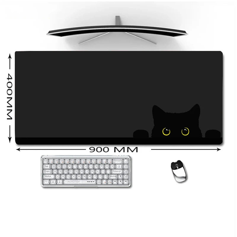 Kawaii Svart Kattunge Musmatta – Stor XXL Non-Slip för Gaming & Skrivbord