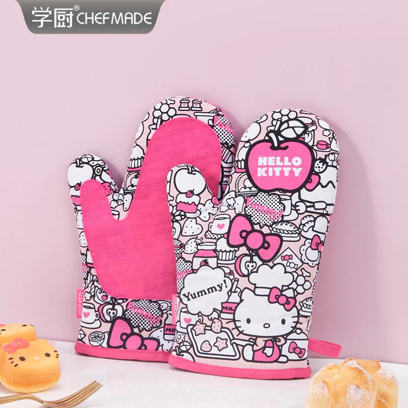 Hello Kitty & Cinnamoroll Ugnsvantar – Sanrio Kawaii Värmetåliga Baktillbehör 2-pack
