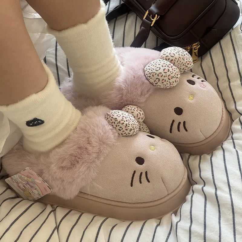 Women's Autumn Winter Warm Hello Kitty Slippers