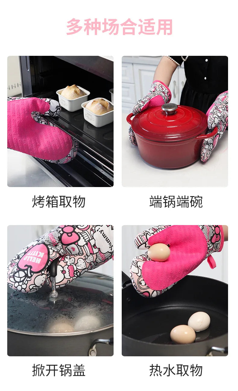 Hello Kitty & Cinnamoroll Ugnsvantar – Sanrio Kawaii Värmetåliga Baktillbehör 2-pack