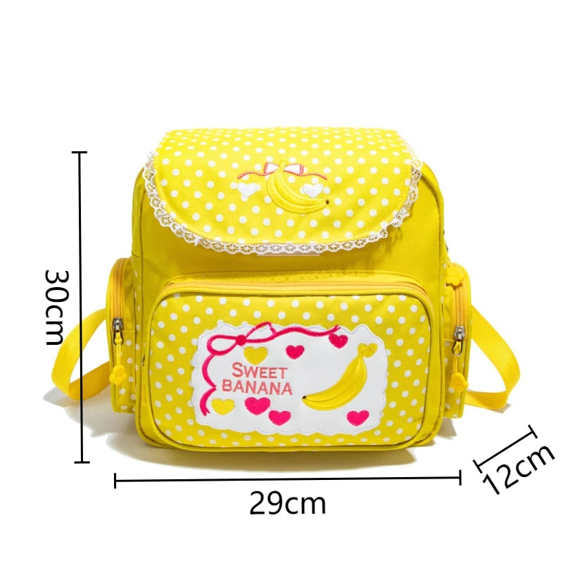 Pink Embroidery Strawberry Children's Schoolbag