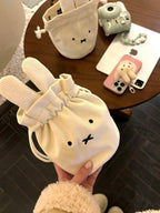 Miffy Corduroy Bundle Portable Large Capacity Storage Bag Makeup Bag Drawstring Handbag