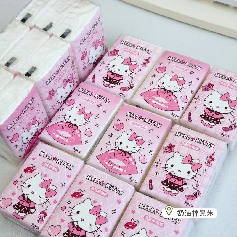 9PCS Sanrio Hello Kitty Portable Student Tissues Small Packet Portable Napkins Facial Tissues