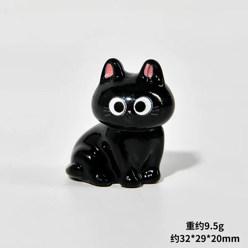 Black Cats Figurine Miniature Micro Landscape Resin Ornaments for Home Decorations