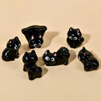 Black Cats Figurine Miniature Micro Landscape Resin Ornaments for Home Decorations