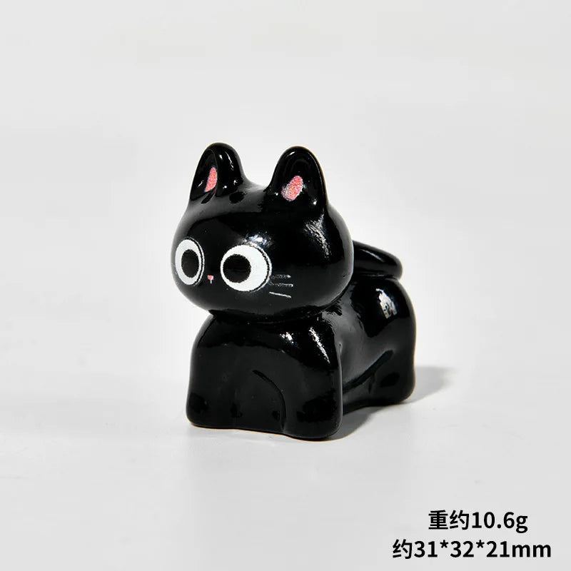 Black Cats Figurine Miniature Micro Landscape Resin Ornaments for Home Decorations