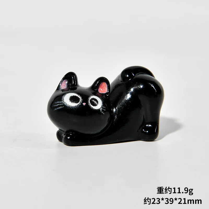 Black Cats Figurine Miniature Micro Landscape Resin Ornaments for Home Decorations