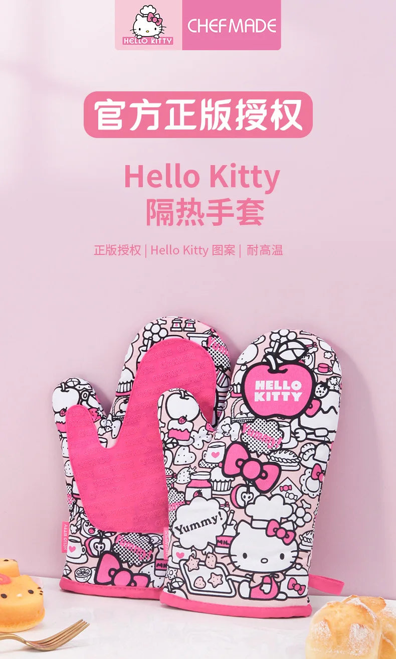 Hello Kitty & Cinnamoroll Ugnsvantar – Sanrio Kawaii Värmetåliga Baktillbehör 2-pack