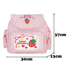 Pink Embroidery Strawberry Children's Schoolbag
