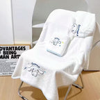 3pcs Sanrio Series Cinnamoroll Themed Embroidered Set Includes Hair Drying Cap Bath Towels